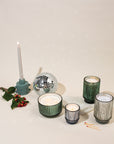 Cypress + Fir Mercury Glass Ribbed Candle - Silver