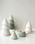 Cypress + Fir Tree Stackable Incense Holder + Candle - Speckled White