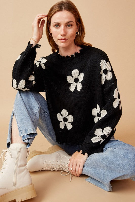 The Distressed Daisy Sweater