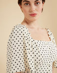 The Aiche Polka Dot Tie Back Dress by FRNCH