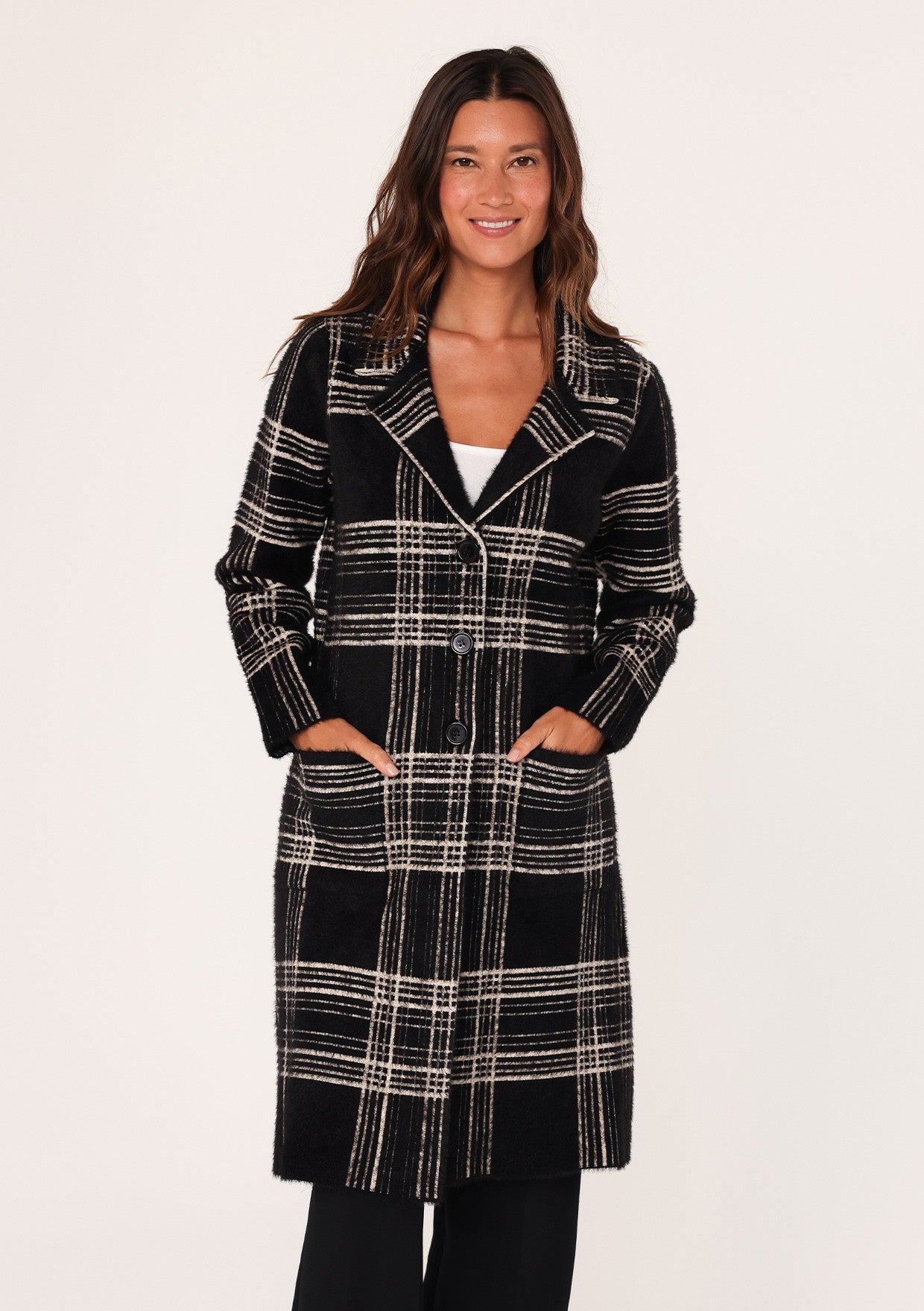 Plaid button front clearance cardigan