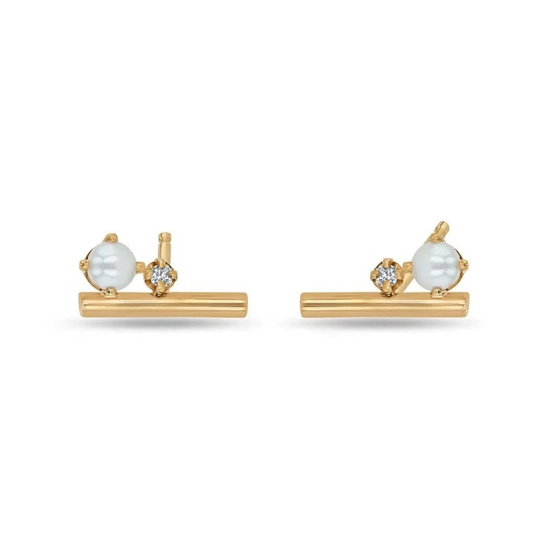 The Stone and Bar Stud Earrings