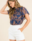The Ivy Flutter Sleeve Print Top