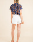 The Ivy Flutter Sleeve Print Top