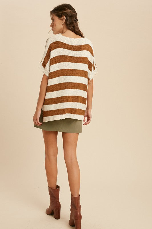 The Karli Striped Short-Sleeve Sweater