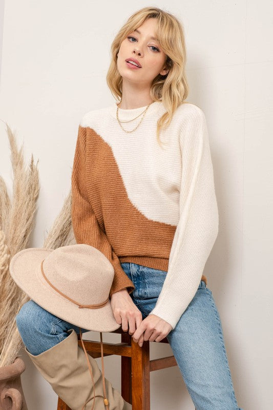 The Lei Colorblock Asymmetrical Sweater