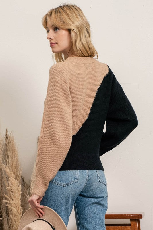 The Lei Colorblock Asymmetrical Sweater