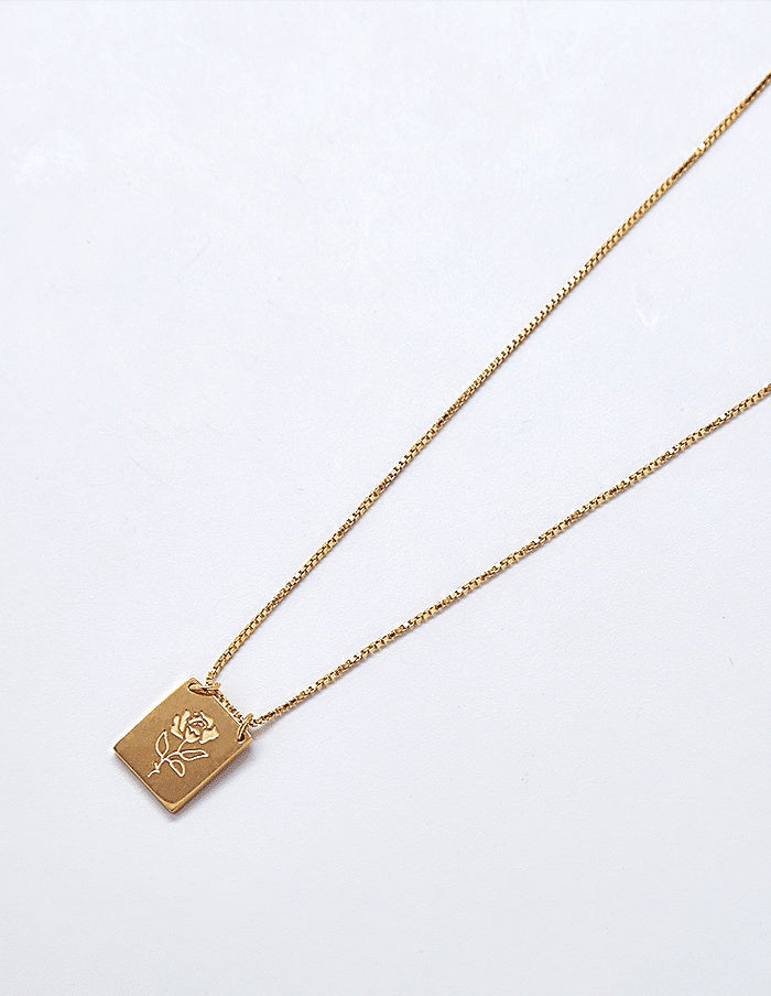 The Gold Rose Bar Pendant Necklace by Admiral Row
