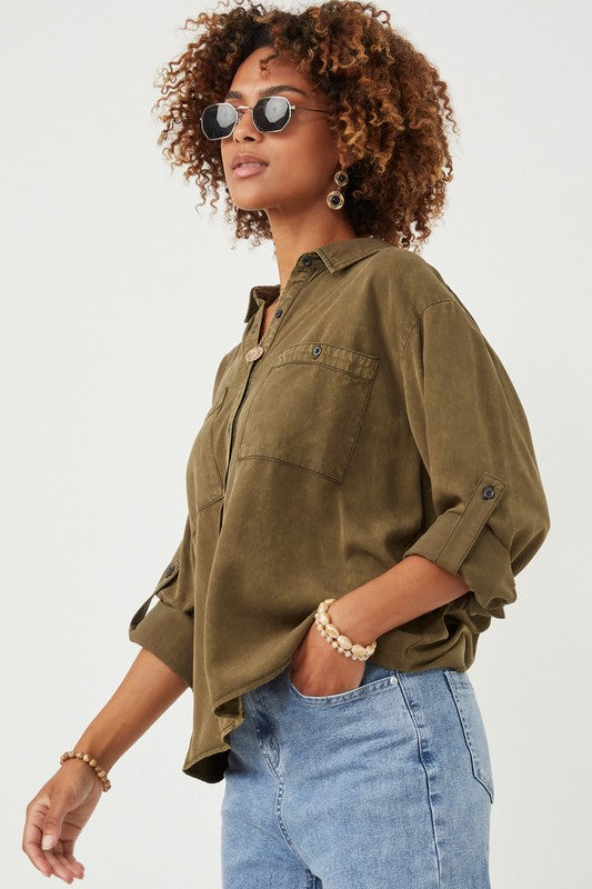 The Tess Roll Sleeve Top