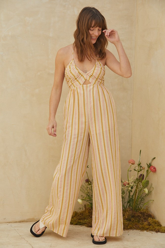 The Leith Striped Backless Jumpsuit