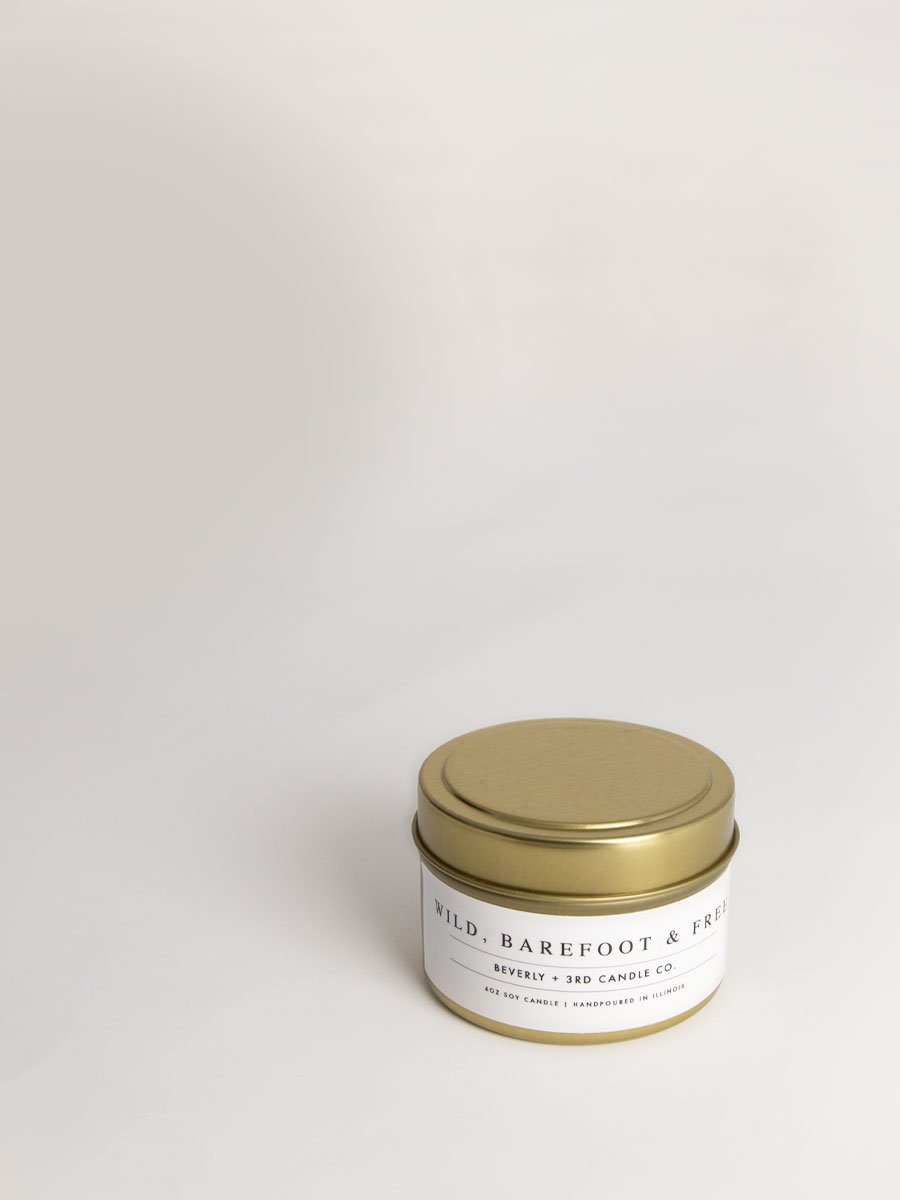 Wild, Barefoot and Free Travel Tin Candle by Beverly + 3rd