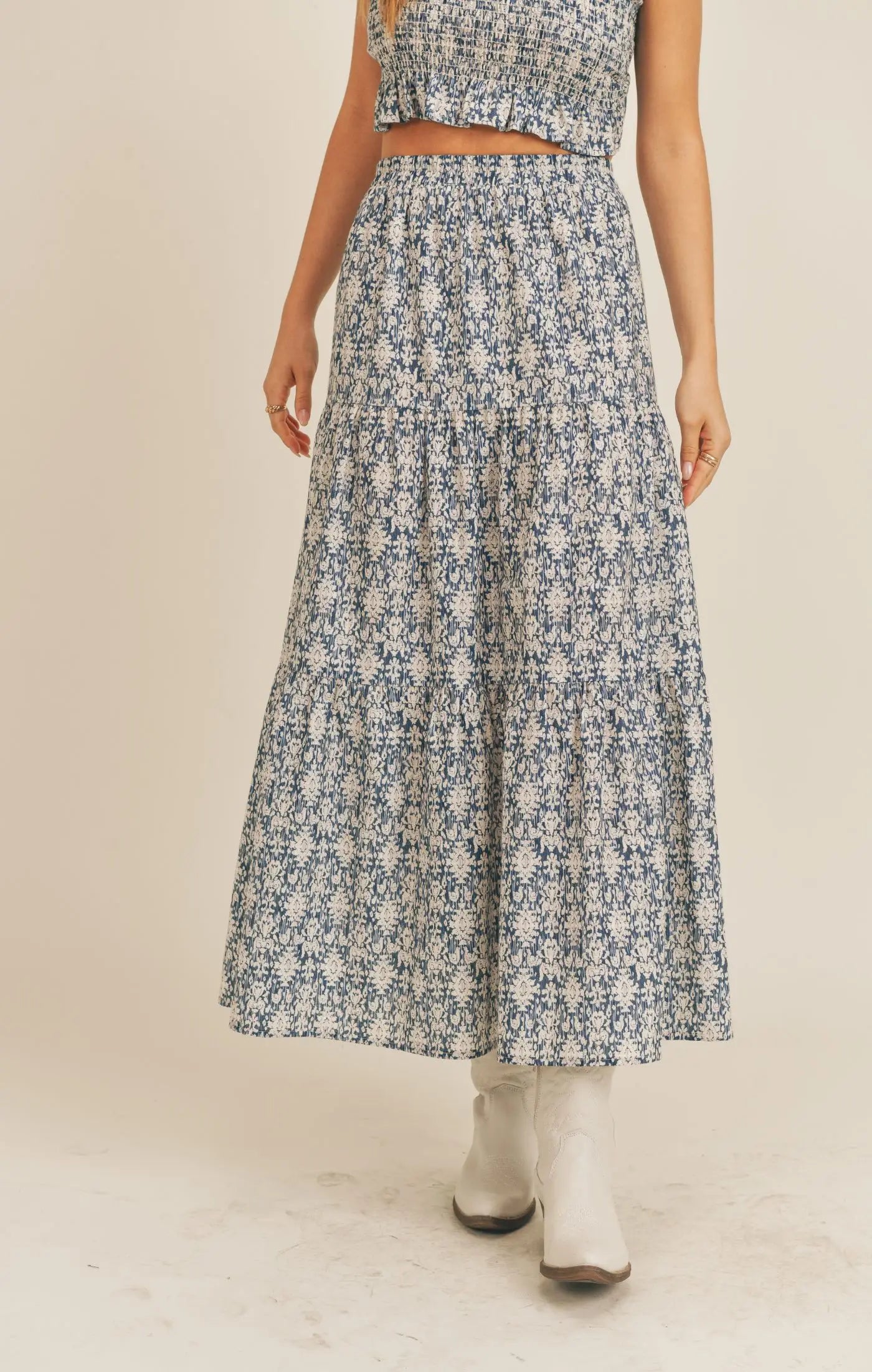 The Walk With Me Tiered Midi Skirt