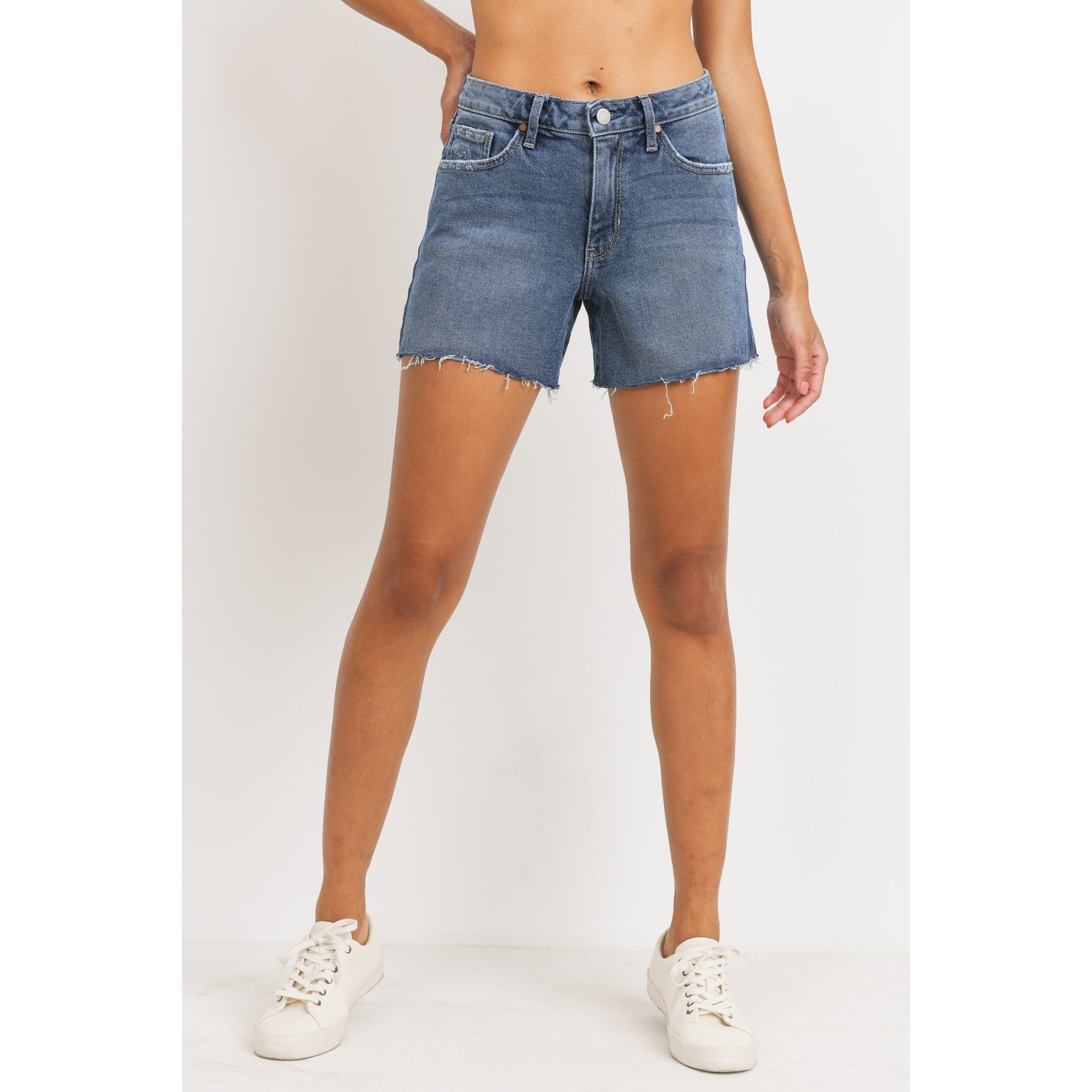 The Channing High Rise A-Line Shorts by Just Black Denim