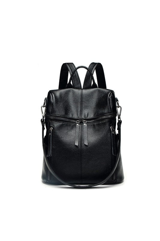 The Adi Front Zip Faux Leather Backpack