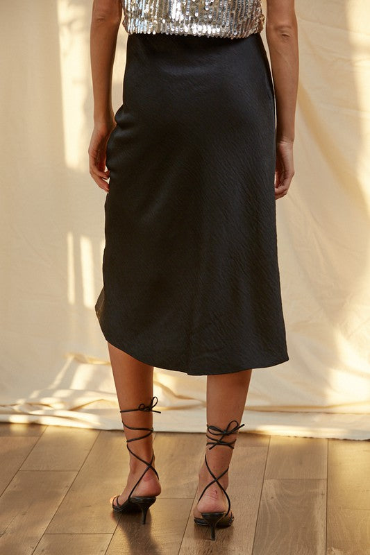 The Amara Woven Satin Midi Skirt