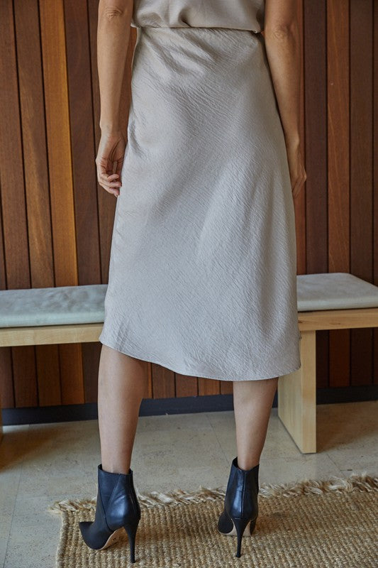 The Amara Woven Satin Midi Skirt