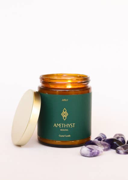 Amethyst Amber Crystal Candle by JaxKelly