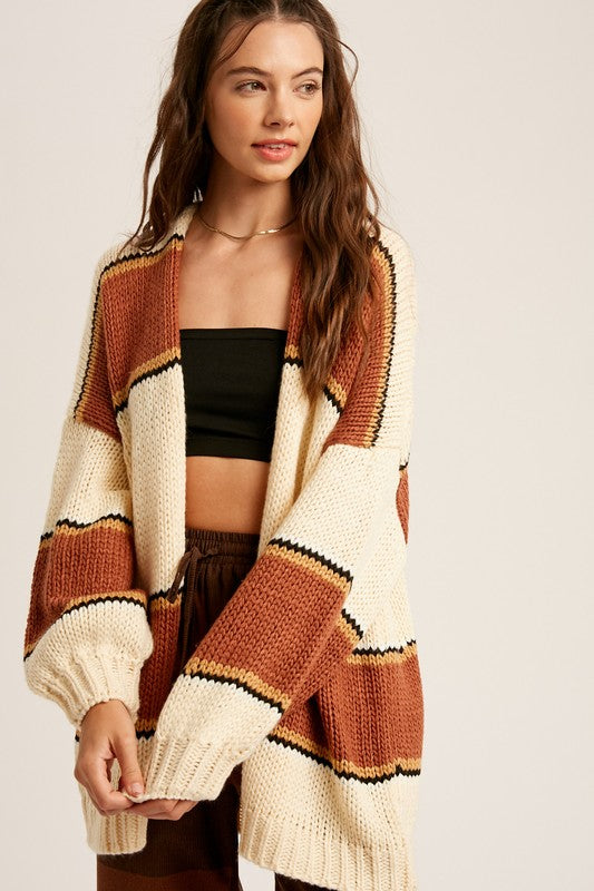 The Aiden Striped Open Cardigan