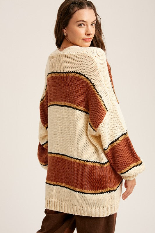 The Aiden Striped Open Cardigan