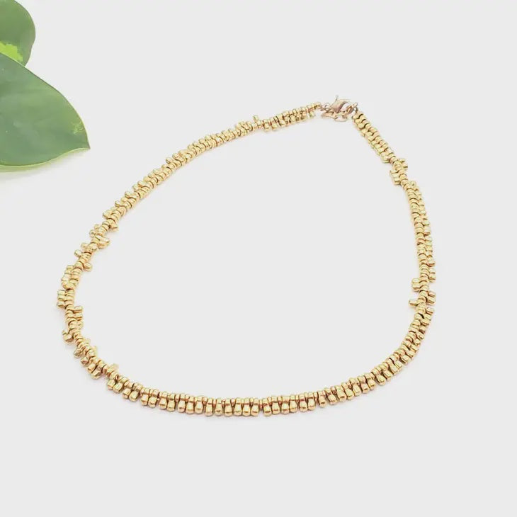 The Ayda Brass Droplet Layering Necklace