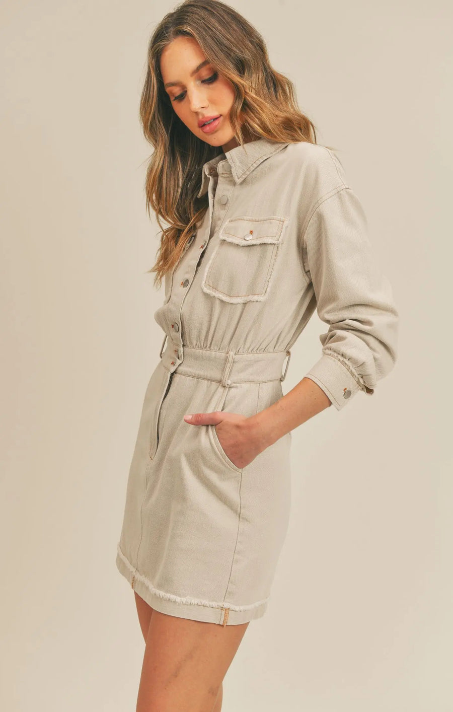 The Echo's Sister Distressed Denim Mini Dress – Thread + Seed