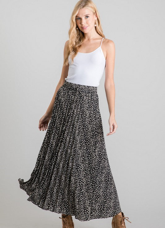 The Elsie Leopard Pleated Maxi Skirt