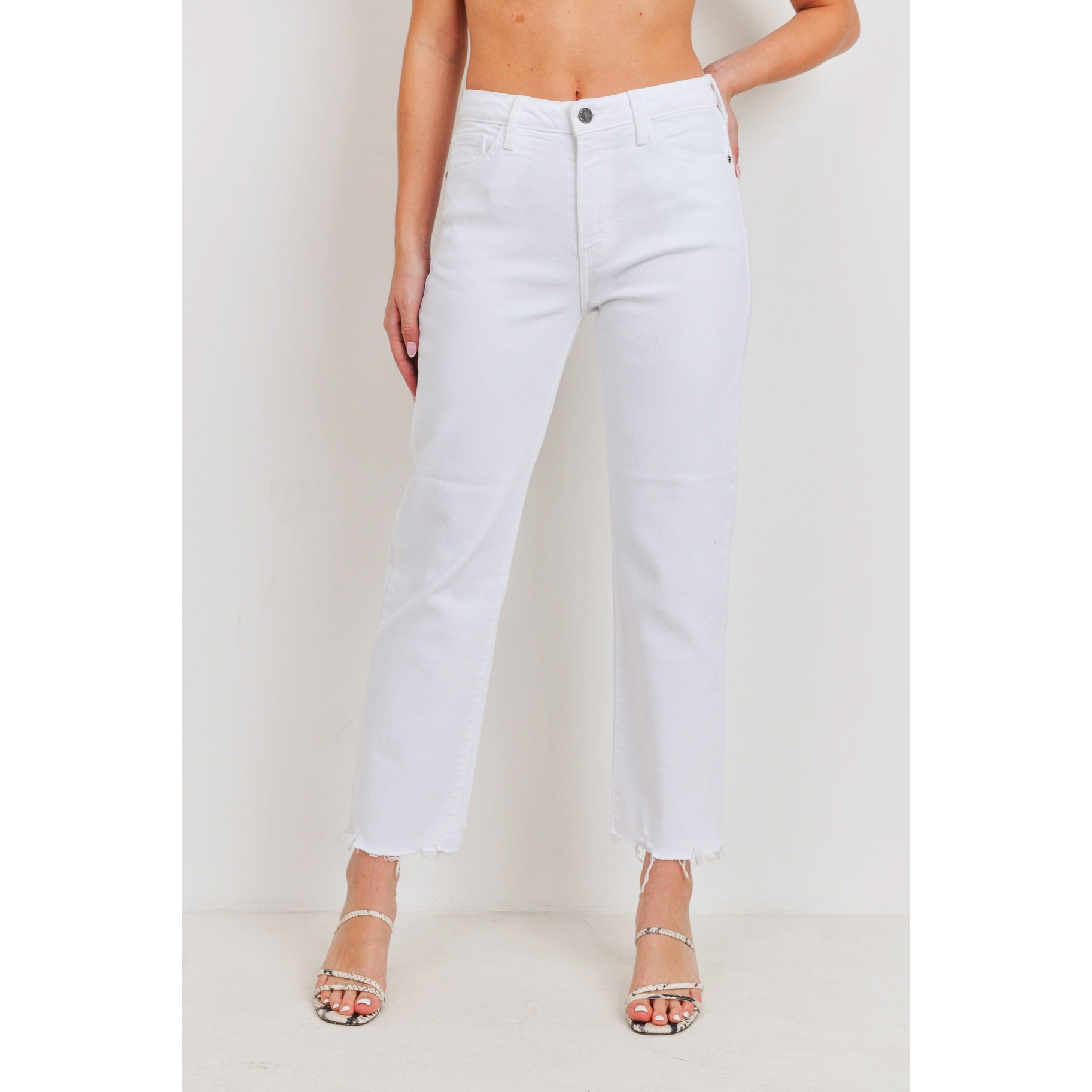The Hera White High Rise Straight Jeans by Just Black Denim