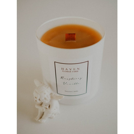 Raspberry Vanilla Beeswax Candle by Haven Flower Farm