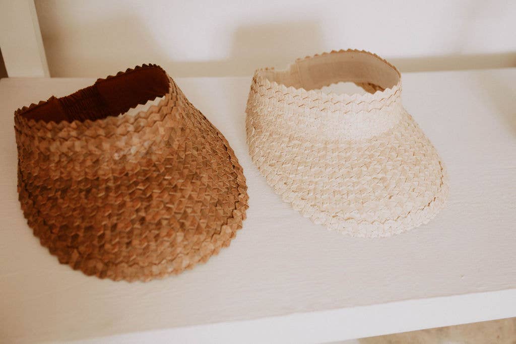 The Leia Hand Woven Rattan Visor by Village Thrive