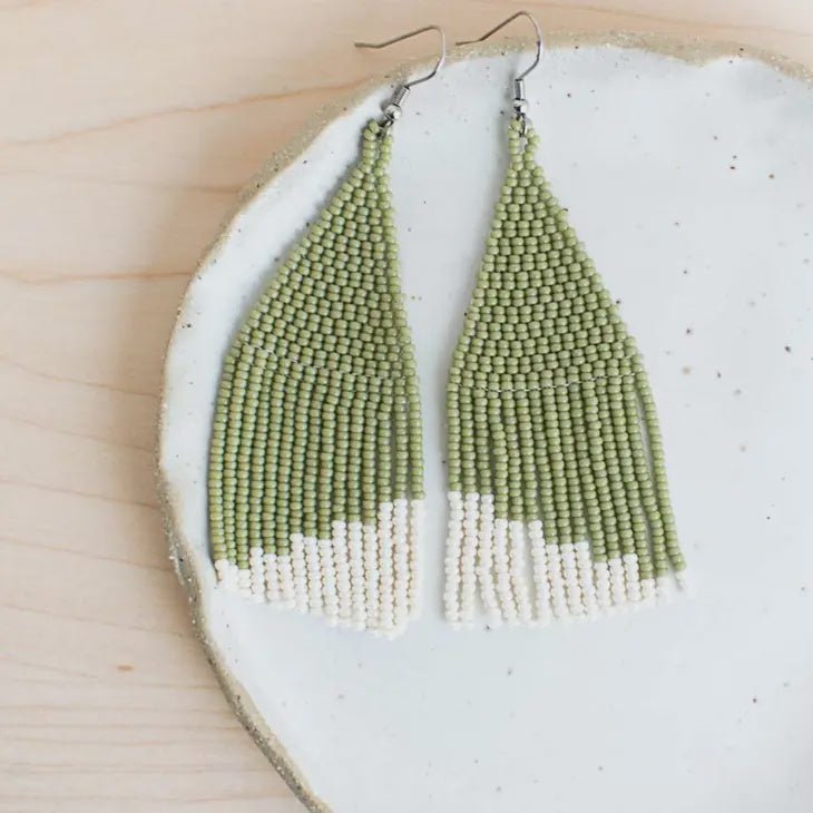 The Cactus Beaded Fringe Earrings by Fair + Simple