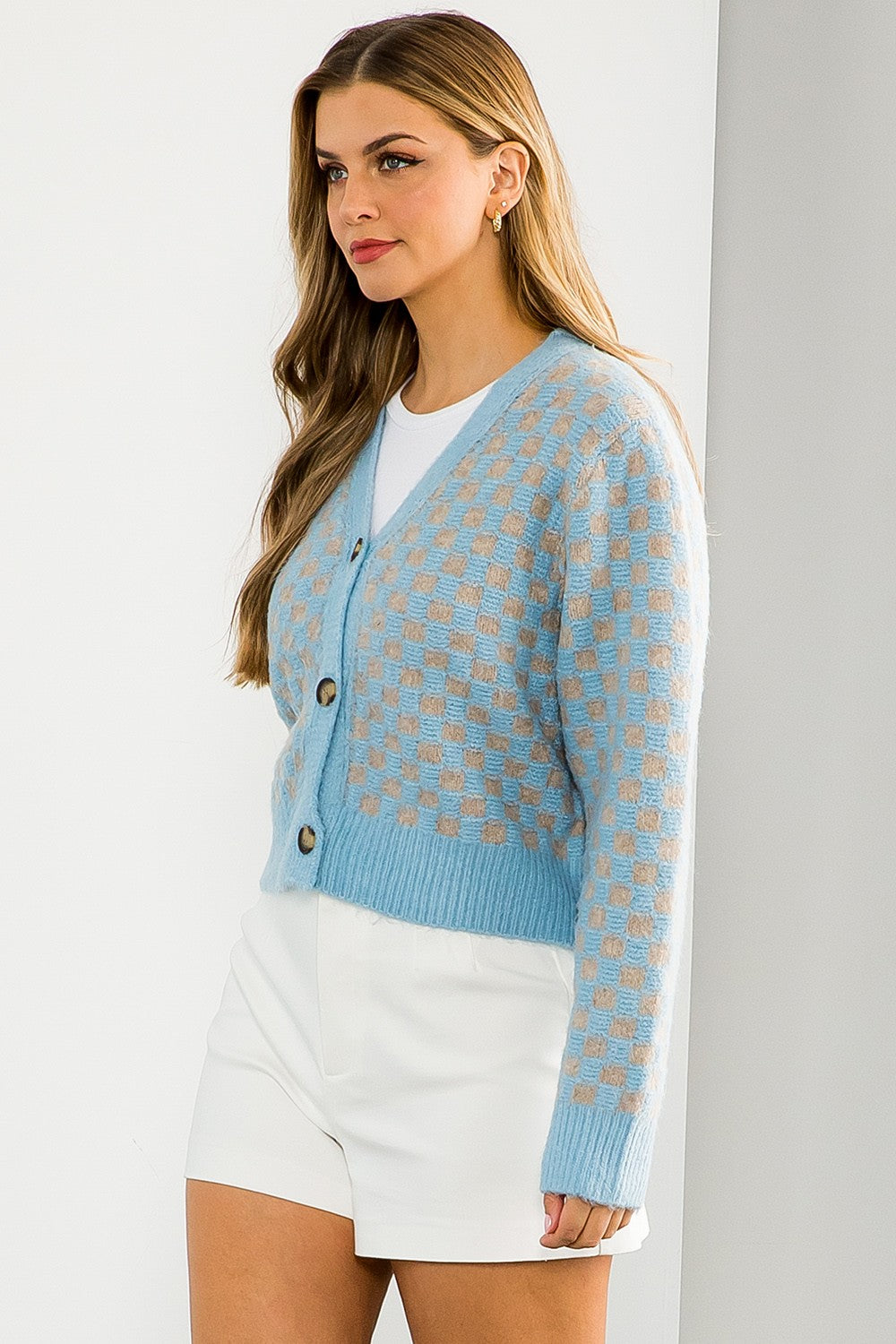 The Caiya Checkered Button Up Sweater