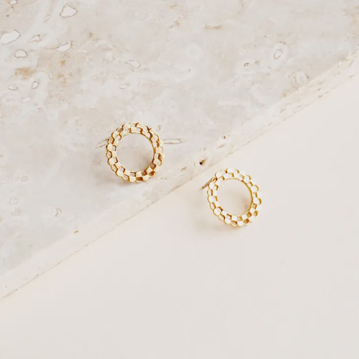 The Checkered Circle Studs by Michelle Starbuck Designs
