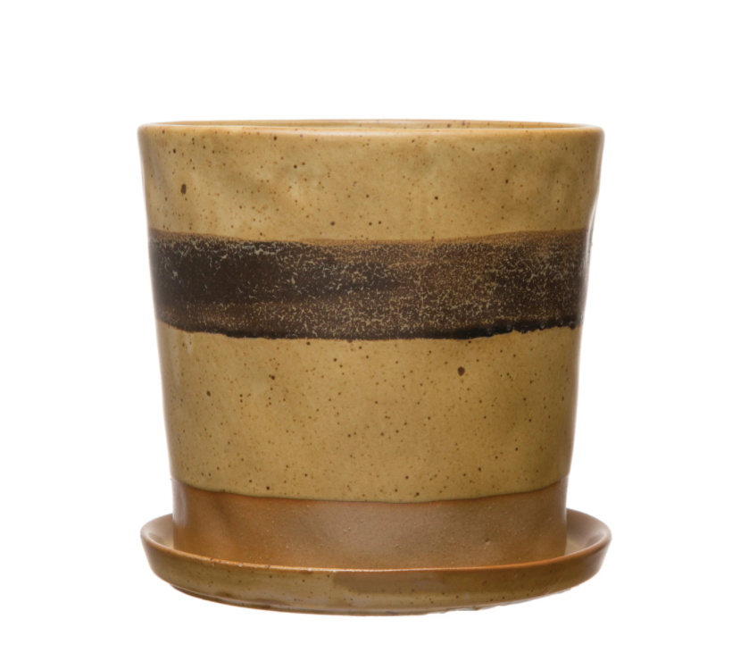 Stoneware Planter with Saucer