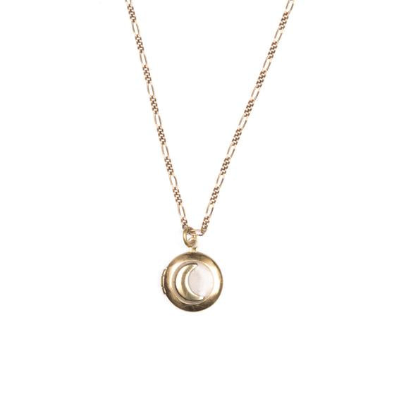 Blush Pearl Moon Locket Necklace by Michelle Starbuck Designs