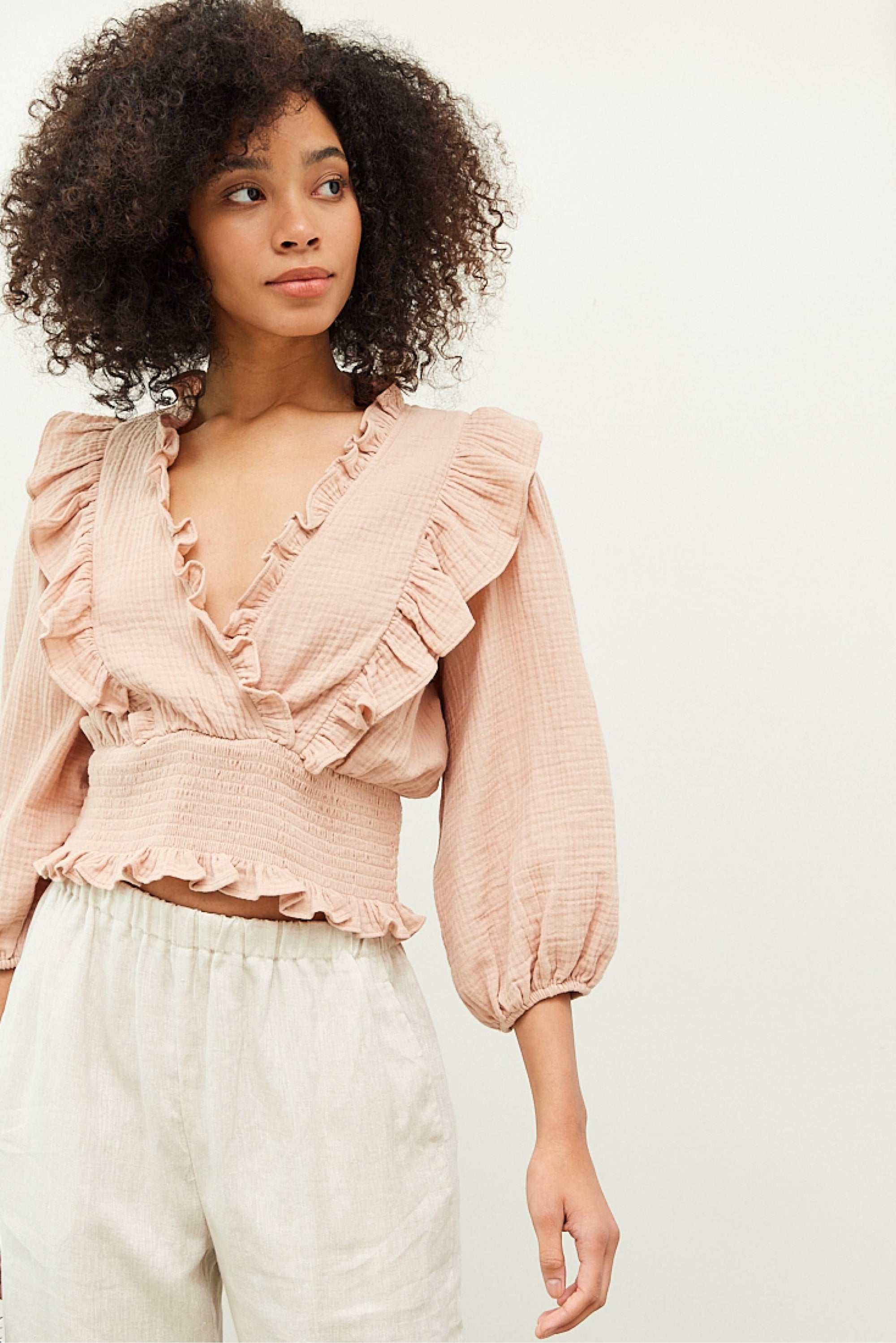 The Cassie Smocked Ruffle Top