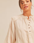 The Fiona Distressed Button Top