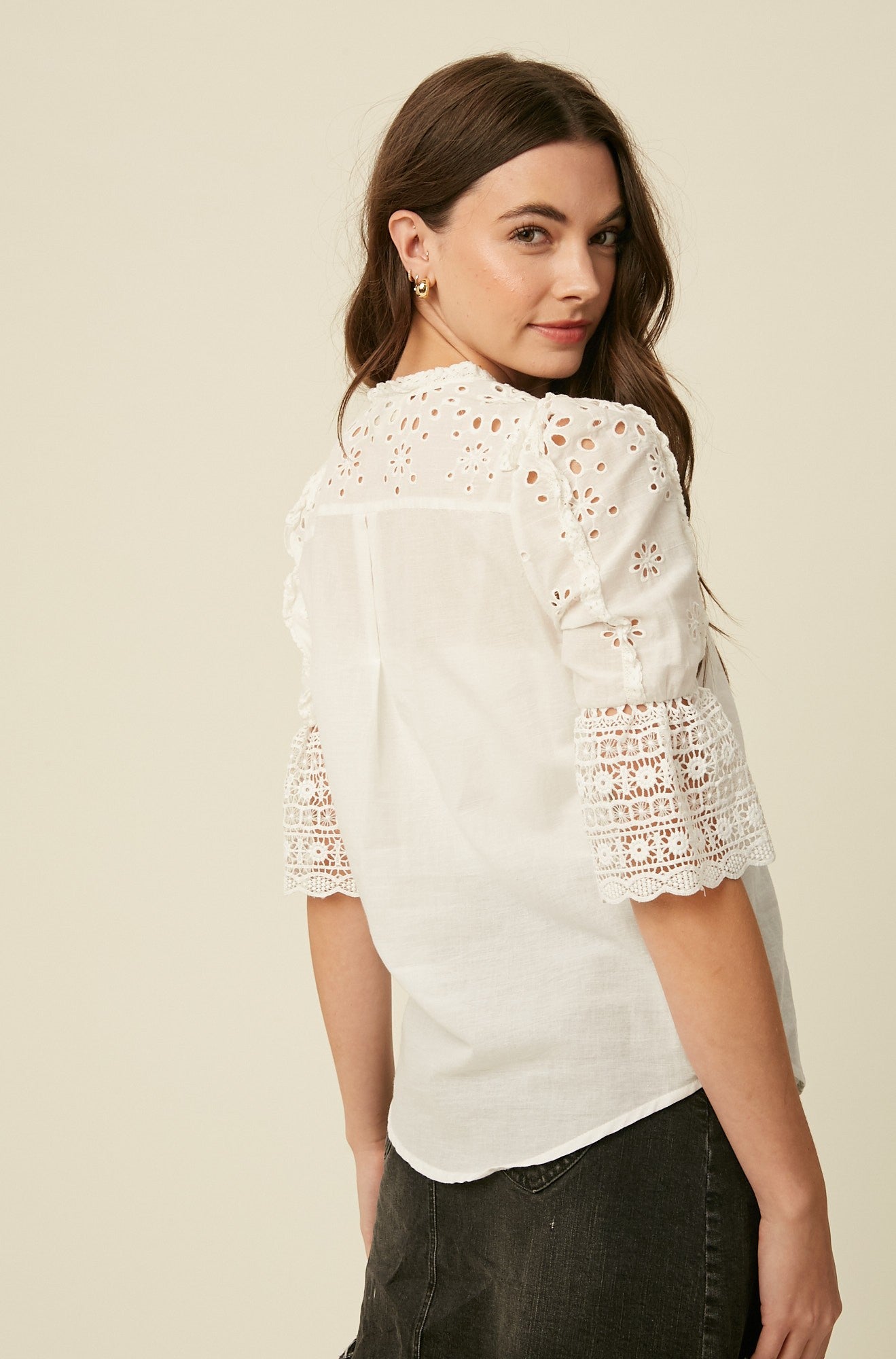 The Florence Eyelet Button Down Top