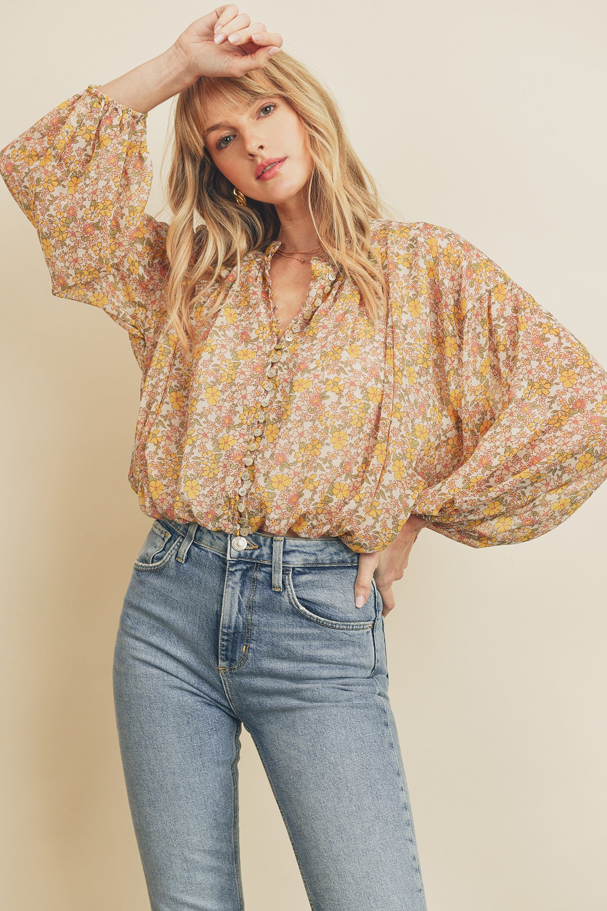 The Ruby Floral Button Down Top