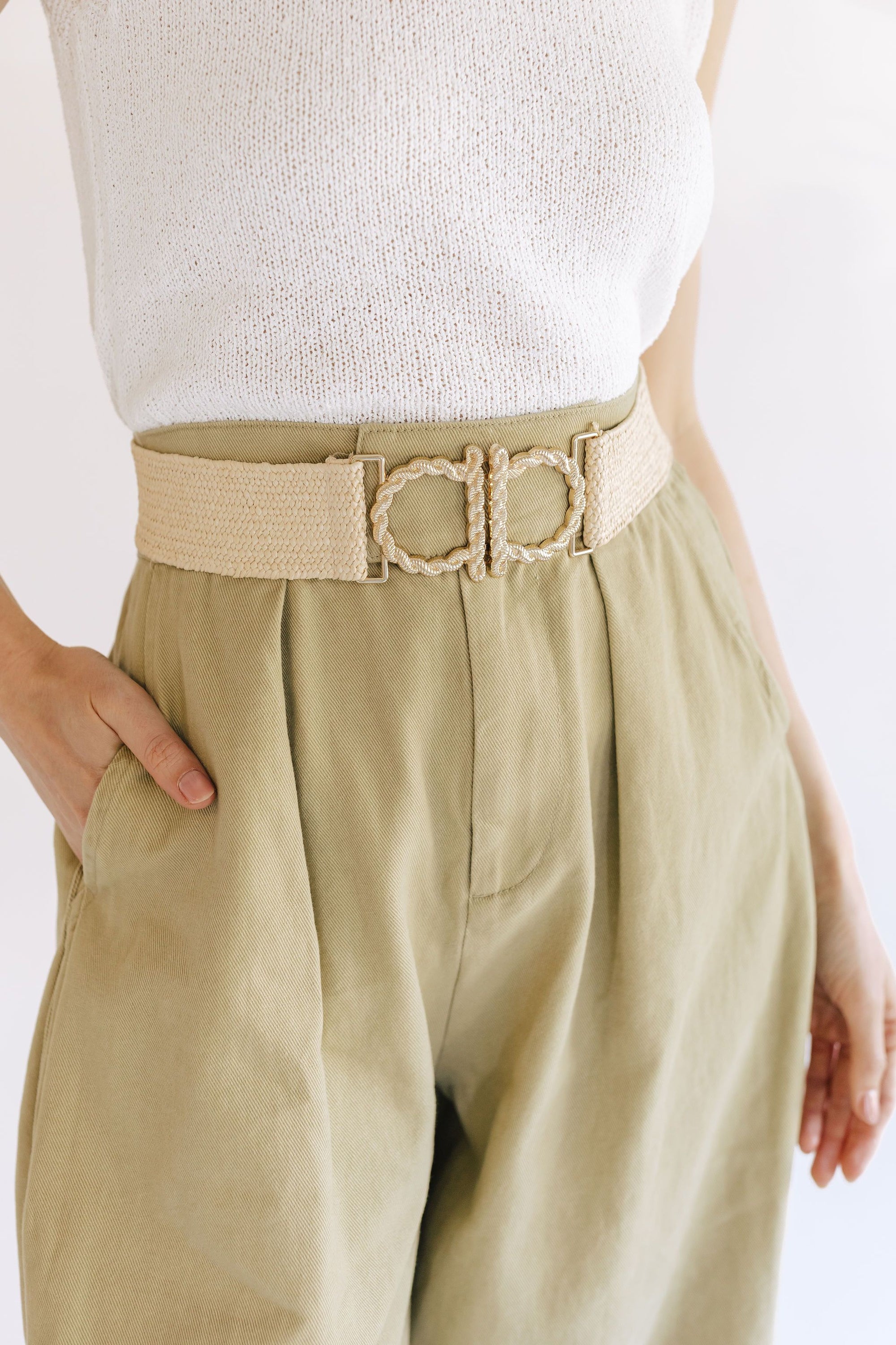 The Cleo Straw Woven Belt