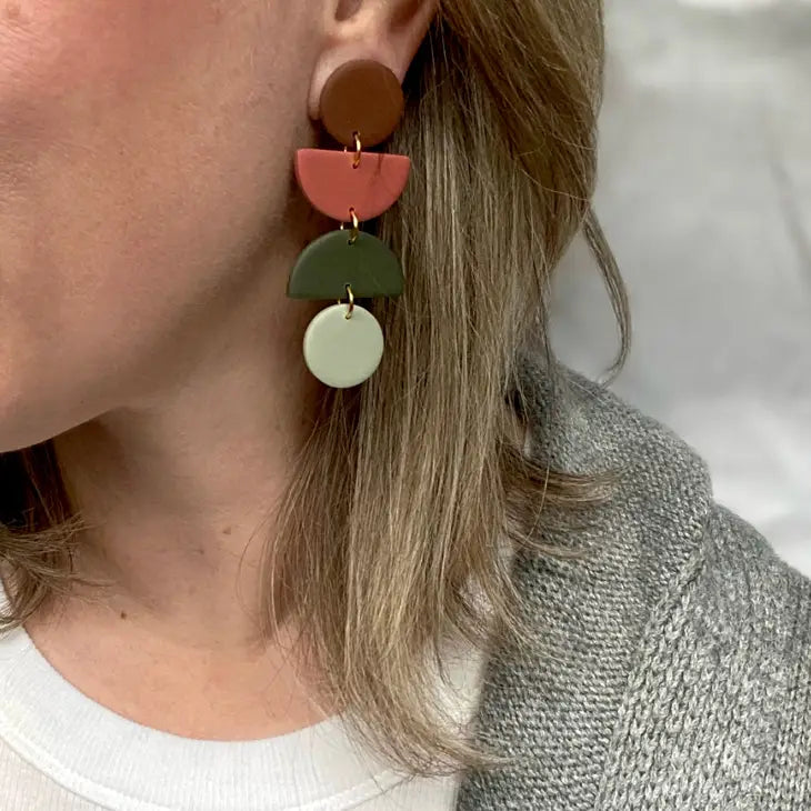 The Geometric Color Block Clay Earrings