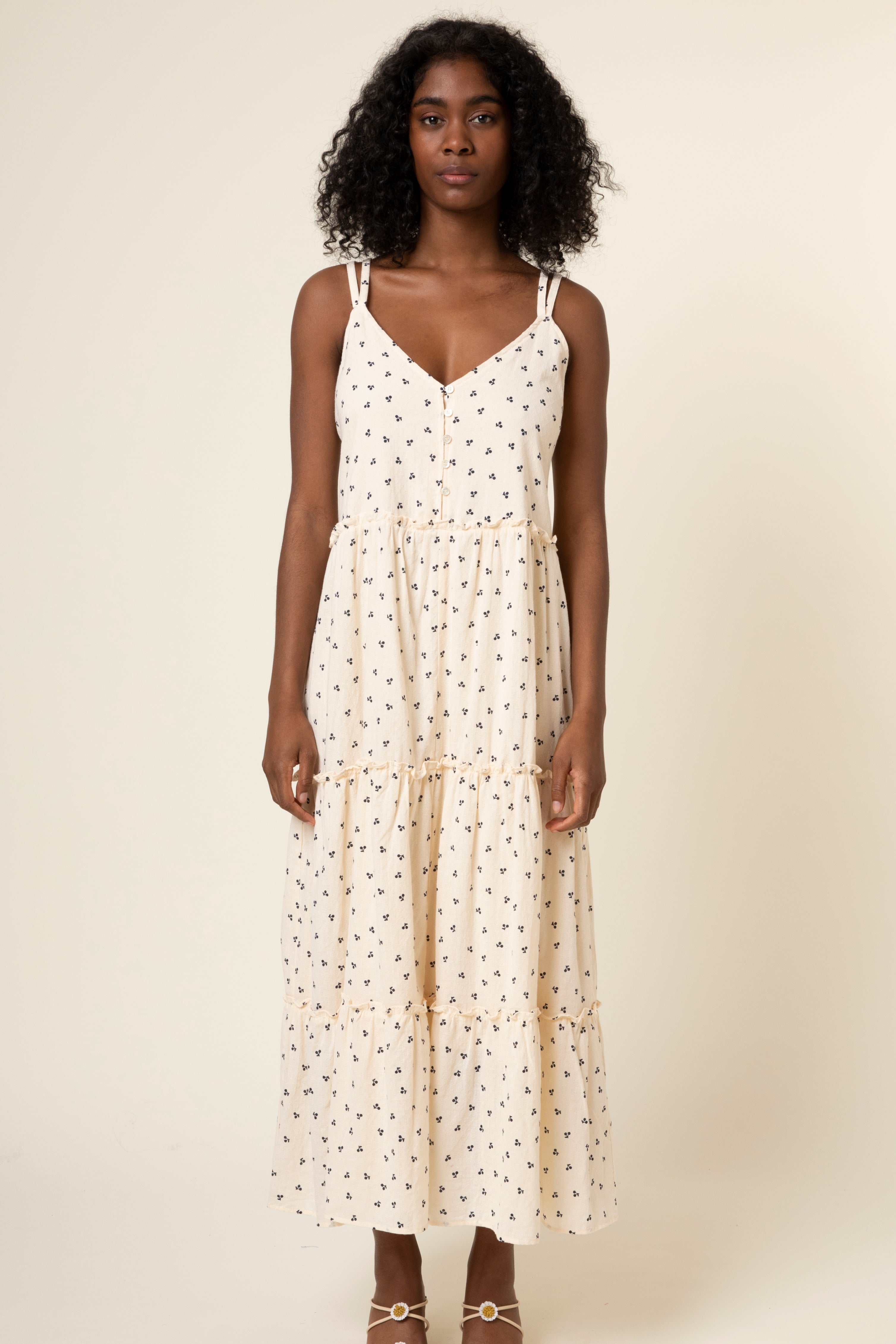 The Elise Woven Strappy Back Dress by FRNCH – Thread + Seed