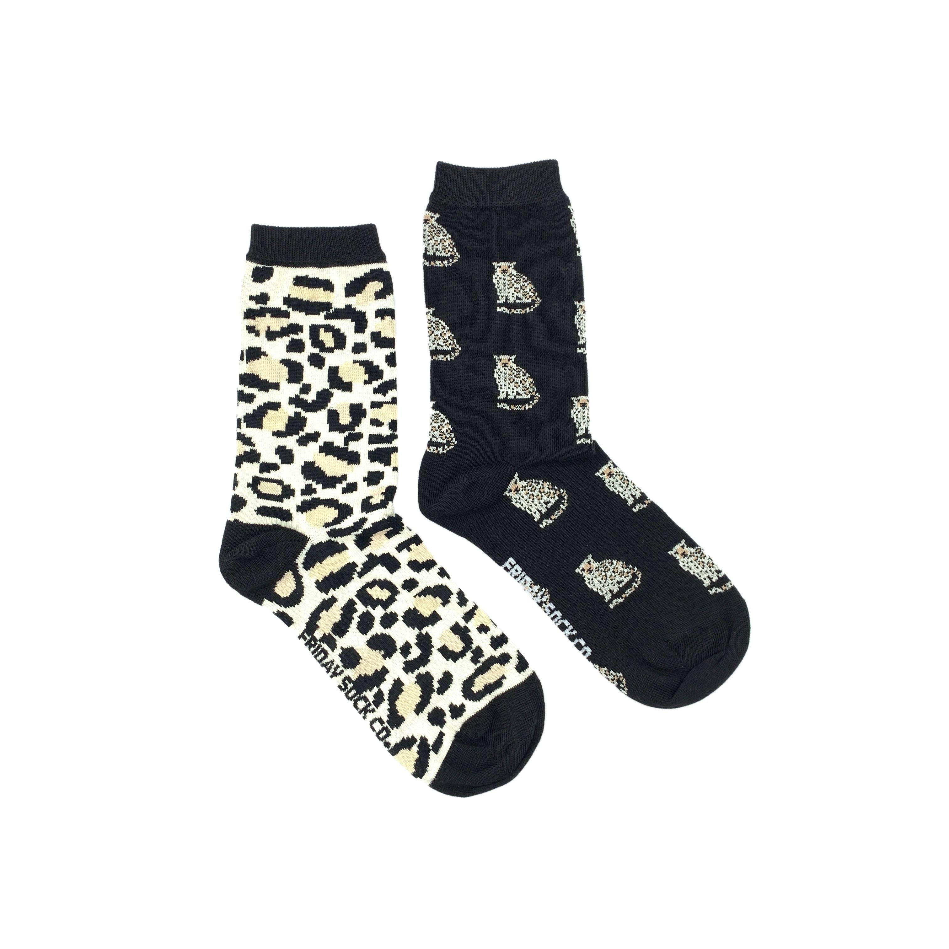 The Wild Leopard Women&#39;s Mismatch Socks by Friday Sock Co.