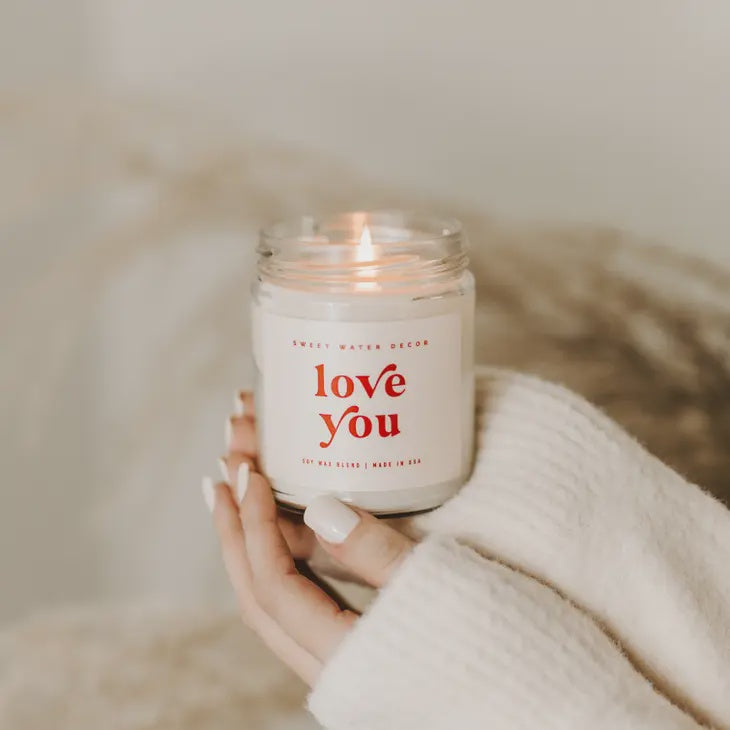 The Red Script I Love You Soy candle