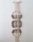 Large Hand-Woven Rattan Ring Wall Hanging - Mauve