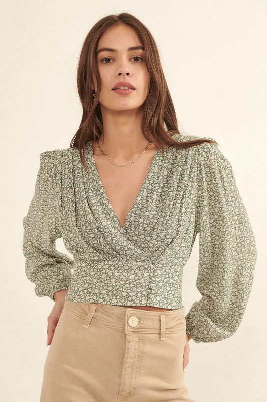 The Micah Floral Cropped Blouse