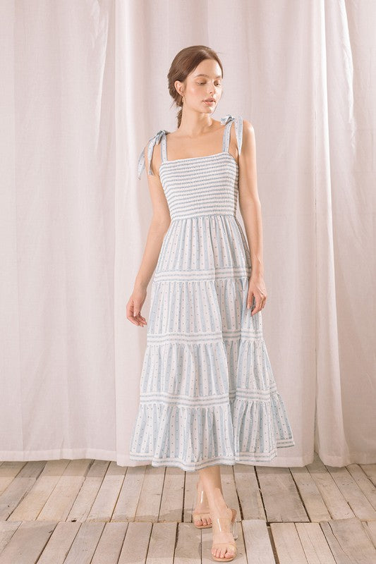 The Mika Polka Dot and Stripes Maxi Dress