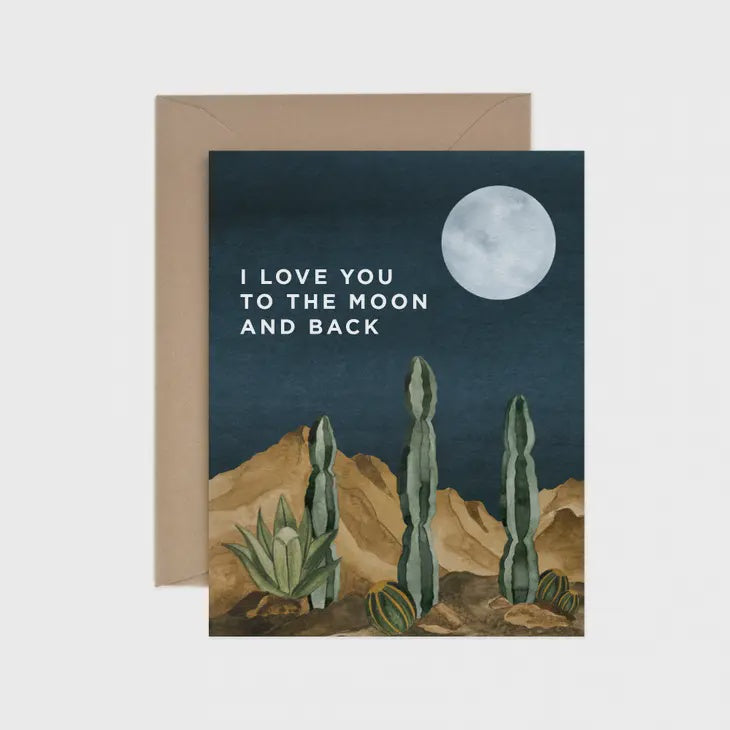 The Moon and Back Love Greeting Card by Paper Anchor Co