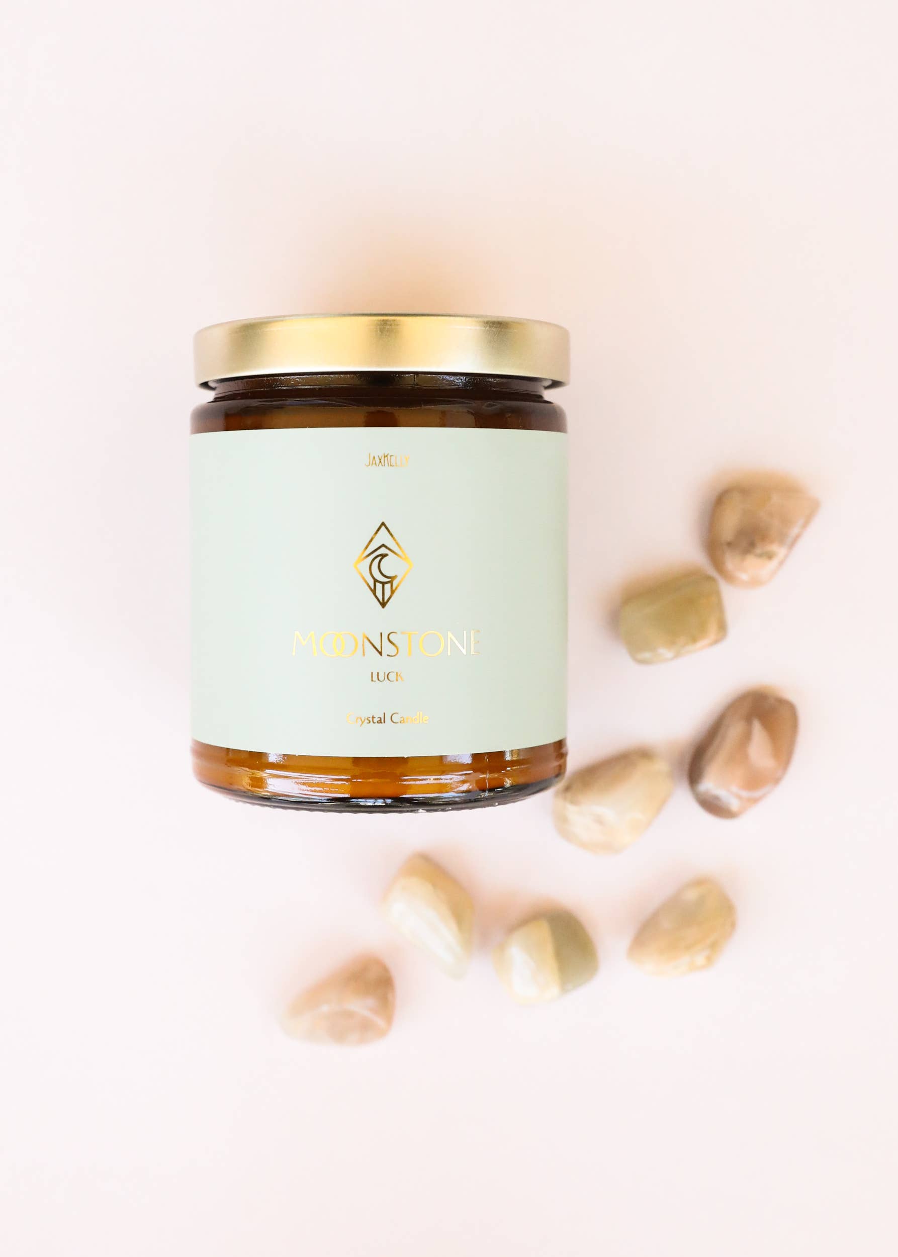 Moonstone Amber Crystal Candle by JaxKelly