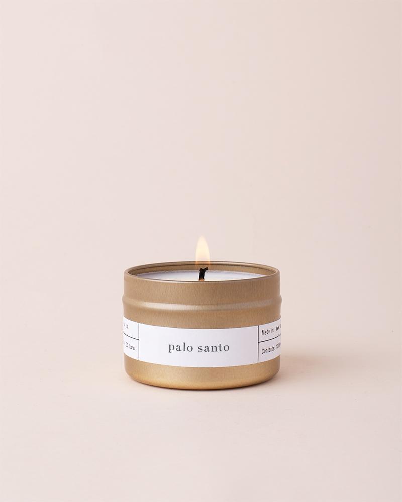 The Palo Santo Gold Travel Candle by Brooklyn Candle Studio