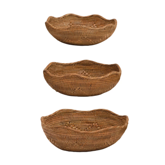 Round Woven Rattan Bowl – Thread + Seed